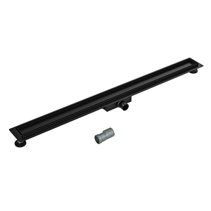 Drain de douche long en acier inoxydable noir rectangulaire à insérer dans les carreaux, installation facile, drainage de salle de bain - Product Image 2