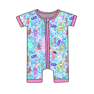 جمبسوت صيفي للأطفال بأكمام قصيرة، ناعم ومسامي، ملابس نوم من ألياف الخيزران، بسحاب مزدوج - Product Image 5