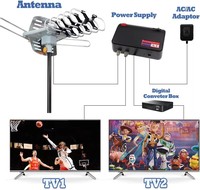 Antenne HDTV extérieure longue portée 150 miles, amplifiée, rotation à 360 degrés avec câble coaxial RG6 pour la réception des chaînes TV VHF et UHF