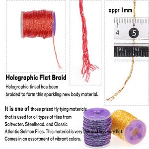 Matériaux de pêche à la mouche : <span class=keywords><strong>Tresse</strong></span> plate holographique / Matériau de corps en Mylar synthétique, paillettes scintillantes, streamers et matériaux <span class=keywords><strong>pour</strong></span> la fabrication de nymphes - Product Image 3