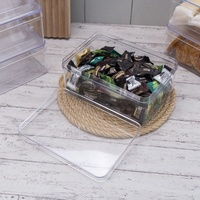 Boîte de présentation rectangulaire en plastique rigide PS de qualité alimentaire 143x102x60mm 580ml pour biscuits, pâtisseries, cadeaux JNH 031 Transparente