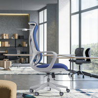 Chaise de bureau exécutive ergonomique moderne à dossier mi-haut en tissu maillé avec soutien lombaire réglable, accoudoirs réglables, pivotante, certifiée, à vérin à gaz