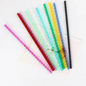 Crystal Reusable Tumbler Straws Eco-friendly Hard Plastic Drinking Swirl Straws For Tumblers Crystal Twirl Reusable Straw