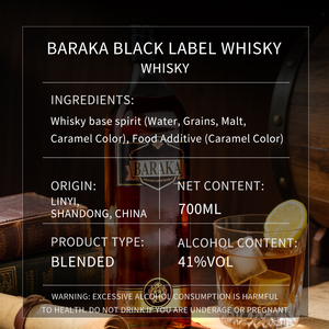 <span class=keywords><strong>Whisky</strong></span> BARAKA <span class=keywords><strong>Black</strong></span> <span class=keywords><strong>Label</strong></span> Blended Grain 700ml 41% ABV Venta al por Mayor - Product Image 3