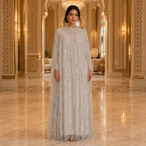 Dubai Abaya Batwing Sleeve Ankle Length diamond Bead Embroidered Gown Wholesale Heavy Beaded Sequin Cape <strong>Kaftan</strong> Abaya for Women - Product Image 5