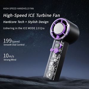 พัดลมมือถือแบบพกพา 3000 มิลลิแอมป์ ชาร์จด้วย Type-C พร้อมหน้าจอ LED แสดงผลแบบดิจิตอล และช่องใส่แผ่นน้ำแข็ง - Product Image 2
