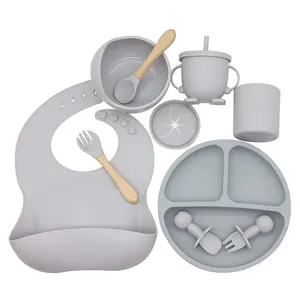 Alta qualidade BPA Free Baby Feed Bowl Food Set, Food Safe Kids Dividido pratos do bebê silicone