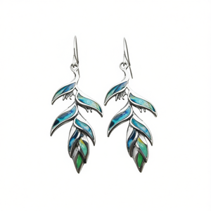 Orecchini pendenti in argento tibetano con intarsio in conchiglia, design vegetale, stile bohémien, per donna, gioielli da festa, orecchini in lega placcata argento - Product Image 1