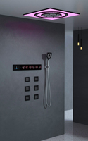 Système de douche thermostatique LED avec jets de pluie, brume et jets corporels haute pression pour appartement, hôtel, villa
