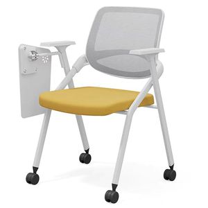 Chaise de bureau au design moderne, empilable, rembourrée, avec roulettes, pour salle de réunion - Product Image 3