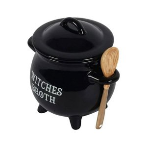 GZYSL Pacific Giftware Logo personalizzato brodo di strega Halloween tazza di calderone in ceramica <span class=keywords><strong>nera</strong></span> ciotola di zuppa con cucchiaio da caffè tazza di luna - Product Image 3