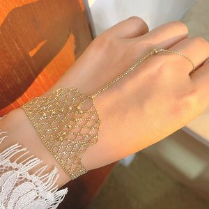 Pulsera Xinfly Extra Ancha, Retro y Elegante, Hecha a Mano en Oro Puro de 18k, Joyería de Muñeca para Bodas, Estilo Cadena y Eslabones Finos - Product Image 1