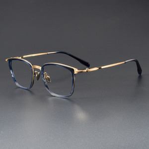 SH0057チタンアセテート眼鏡フレーム小正方形光学ブラックIP電気メッキビジネススタイルメンズ眼鏡 - Product Image 3