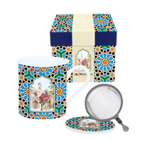 Ensemble de tasses à thé marocaines en céramique avec infuseur, coffret cadeau, OEM, ODM, vente en gros, souvenir, cadeau, vente au détail, en vrac, fournisseur d'usine, personnalisé