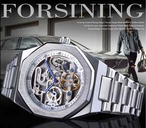 Relojes de Pulsera Mecánicos Forsining para Hombre, Relojes Automáticos Plateados, Relojes Esqueleto con Tourbillon, Reloj Luminoso, Relogio Masculino - Product Image 3
