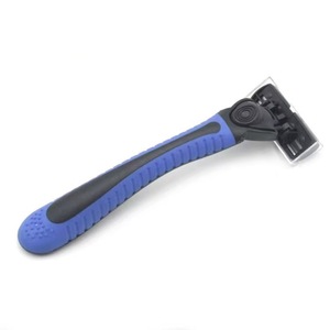 Manual Razor Stainless Steel 6 Blade Men's Face Shaver Blue Black Handle - Product Image 1