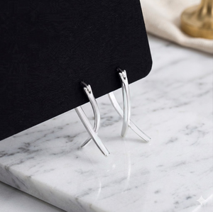Aros Geométricos Elegantes en Forma de Cruz, Adornos para Orejas de Plata de Ley 925 de Primera Calidad para Mujeres, Atuendos Urbanos Diarios - Product Image 3