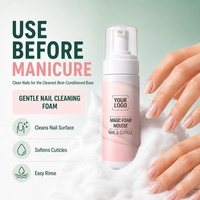 Mousse Nettoyante Professionnelle Végane et Sans Cruauté pour Mains et Ongles, Préparation Manucure Éclaircissante pour Cuticules et Callosités, Flacon Pompe, OEM ODM