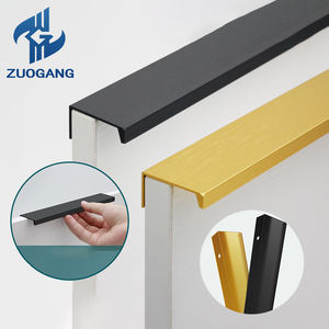Aluminium Modern aksesoris dapur emas hitam kabinet dapur pegangan mebel profil tepi jari tarik pegangan lemari - Product Image 2