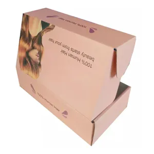 Kotak Hadiah Baru Logo Kertas Cetak Kardus Bergelombang Kotak Ekstensi Rambut Perawan Kotak Kemasan Wig