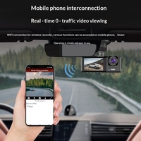 Caméra de tableau de bord WiFi à 3 objectifs 1080P, triple canal, DVR de voiture, vision nocturne avant, intérieure et arrière, moniteur de stationnement, grand angle 170°, écran 2,0 pouces