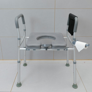 Aluminum Alloy Toilet Seat Riser Widened Bathroom Seat For Elderly And Pregnant Women With <b>Backrest</b> And Armrests - Product Image 3