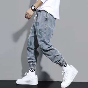 Jean délavé décontracté pour hommes, <span class=keywords><strong>pantalon</strong></span> élastique bleu clair, délavé, élastique, produit de haute qualité, nouveau, en stock - Product Image 2