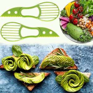 Coupe-avocat manuel 3-en-1 en plastique vert sans BPA avec poignée ergonomique et éplucheur, logo du fabricant - Product Image 4