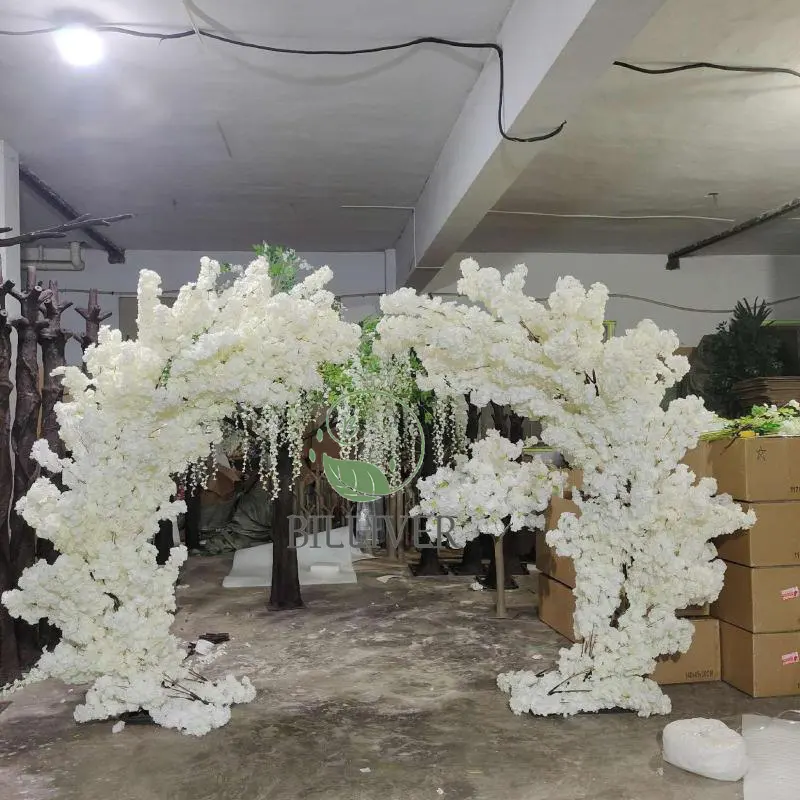 Flor de cerejeira de plástico para mesa, peças centrais brancas, decoração, árvore de flores grandes, 2.8m, para eventos, pista, mini árvores de casamento