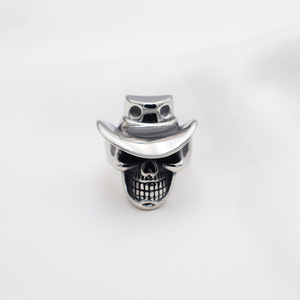 Skull <b>Ring</b> Men's <b>Titanium</b> Steel Index Finger <b>Ring</b> Geometric Shape Skeleton Design Gift Jewelry - Product Image 3