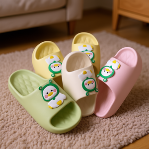 Ciabatte da casa da donna Cartoon Slides, antiscivolo, suola in EVA, tomaia in PVC, punta aperta, per tutte le stagioni, verde, rosa, bianco, taglie 36-41 - Product Image 2