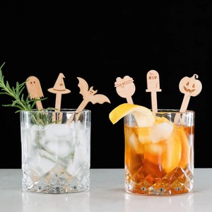 Agitadores de cócteles de Halloween con diseño de miel y dulzura, decoraciones de madera de 15 cm para fiestas, adornos para bebidas de bar - Product Image 1