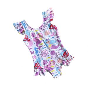 Costume da Bagno Intero per Bambine con Stampa Sirena e Volant, Morbido e Delicato sulla Pelle, per Spiaggia e Piscina - Product Image 2