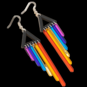 Rainbow Acrylic <b>Tassel</b> Drop <b>Earrings</b> Geometric Design Party Fashion Jewelry Colorful Statement <b>Earrings</b> - Product Image 3