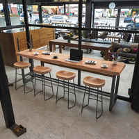 Tavolo da Bar Moderno in Legno Massello con Sedia Alta Commerciale Produttore di Sedie Alte per Caffetteria Sala da Tè Balcone Soggiorno Relax