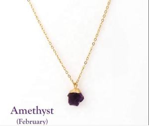 Conjunto de Joyería de Amatista Natural con Baño de Oro de 18k, Collar y Anillo con Piedra en Bruto, Gema Curativa de Piedra Natal - Product Image 2