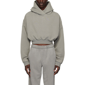 Pull à capuche épais pour hommes du fabricant 500 GSM en coton biologique polaire blanc lavé aux enzymes brossé brodé - Product Image 1