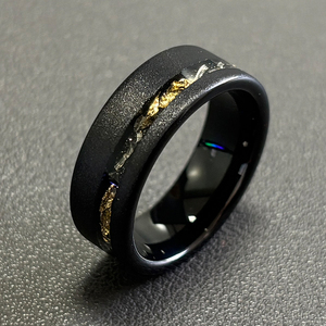 Đồ trang sức alin khắc cá nhân màu đen búa <span class=keywords><strong>Tungsten</strong></span> nhẫn cho nam giới nghiền nát Màu Đỏ Opal <span class=keywords><strong>Inlay</strong></span> Wedding Band - Product Image 6