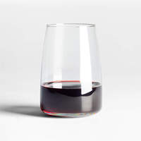 Verres à vin sans pied en cristal soufflé à la main, ovales, transparents, sans plomb, réutilisables, 470 ml, compatibles lave-vaisselle, pour la maison et les mariages
