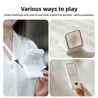 Ventilateur portable à suspendre au cou, ventilateur portatif pliable, mini-ventilateur avec support pour téléphone, vent haute vitesse, rechargeable par USB pour les voyages