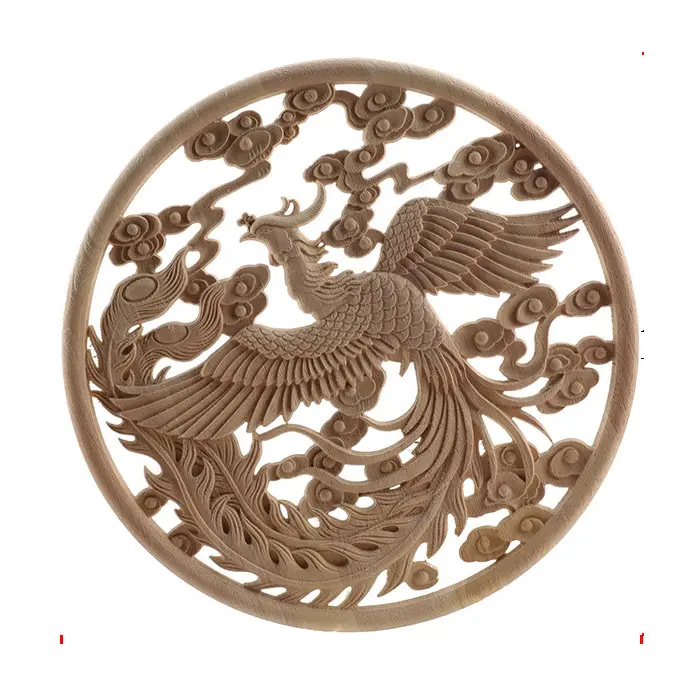 Round Wood Carving Woodcarving Wood Decal Carving Lines Wood Applique Rose Rubber Home Decoration Accessories Cabinet Hot