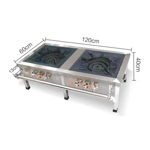 موقد غاز طبيعي/غاز البترول المسال تجاري منخفض الارتفاع من الفولاذ المقاوم للصدأ من لايرو بتصميم مزدوج ثلاثي الحلقات وعالي الطاقة - Product Image 1