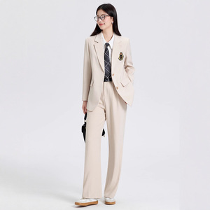 Women's Navy <b>Blue</b> Preppy Suit Set Long Sleeve Pleated Skirt School Uniform Fall 2025 Polyester Woven <b>Material</b> - Product Image 4