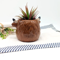 Pot de fleurs en céramique en forme de vache des Highlands - Vase et pot de fleurs modernes pour table, vase blanc écologique pour la décoration intérieure et extérieure