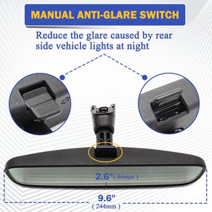 Rétroviseur intérieur de voiture Nissan, verre de remplacement de 9.6x2.56 pouces pour Teana Tiida Sylphy Qashqai Murano - Product Image 3