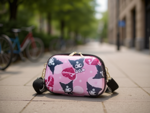 Sac bandoulière rigide à motif de dessin animé pour femme, rose avec imprimé Kuromi, style toutes saisons - Product Image 2