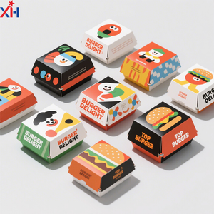 Kotak makanan cepat sekali pakai kustom kotak kertas cetak karton Burger ayam goreng Prancis anjing panas dan makanan - Product Image 2