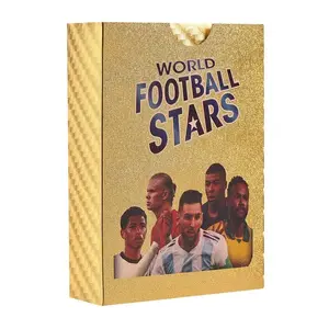 Cartes Pani ni World Football Star Gold Foil Deck Box Soccer Star Messi Ronaldo Footballeur Limited Golden Cards Pack for Fan Gift