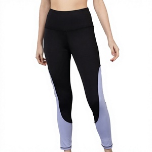 Nouveau pantalon capri de yoga transfrontalier en Spandex/Polyester brossé, motif uni, taille haute, moulant, amincissant, séchage rapide - Product Image 4