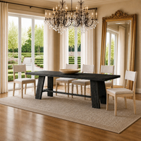 Ensemble de table à manger rectangulaire extensible en bois noir sur mesure avec chaises latérales pour projet de restauration commerciale